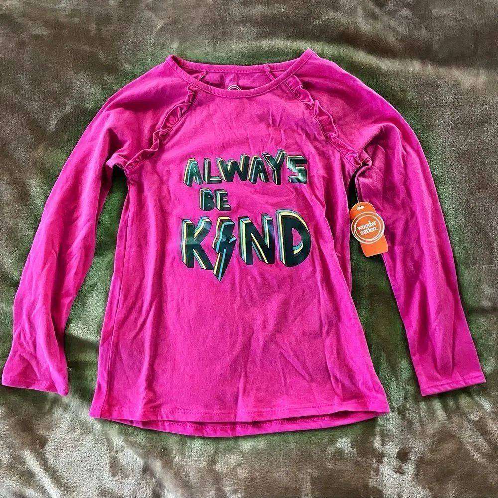 Wonder Nation Girl’s Pink 'Always Be Kind' Long-Sleeved Shirt Size 7